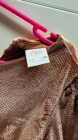 Vestido fiesta niña marrón y dorado Talla 7 años