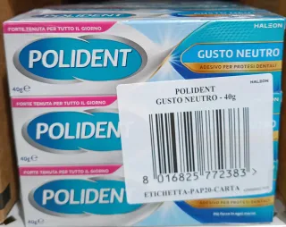 6 pezzi Polident Gusto Neutro 40g Adesivo Protesi