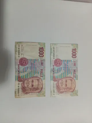 2 Banconote Lire Italiane 1000