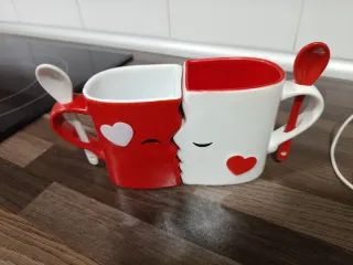 Tazze Cuore Coppia con Cucchiai