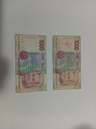 2 Banconote Lire 1000 Italia