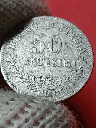 Moneta Regno d'Italia 50 Centesimi Argento