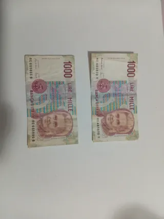 2 Banconote Lire Italiane 1000