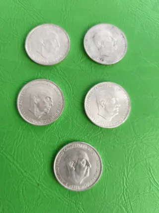 5 Monedas Plata 100 Pesetas Franco