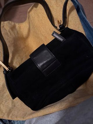 Borsa Fendi nera in pelle e glitter vintage