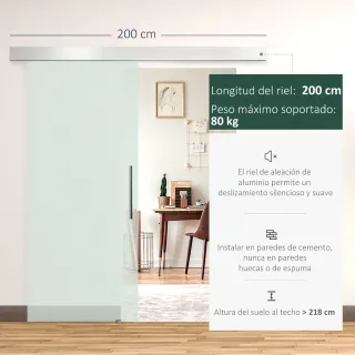 Puerta Corredera Cristal 77.5x205 cm