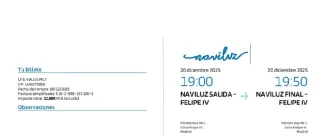 Billetes Naviluz Madrid 20 Diciembre