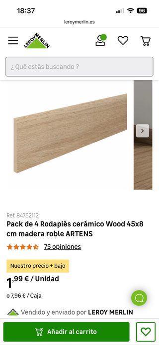 Pack 4 Rodapiés Cerámico Wood 45x8 Roble