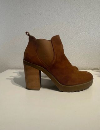 Botines Bershka Marrones Tacon Plataforma
