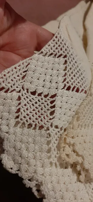 Asciugamano vintage monogramma PM uncinetto