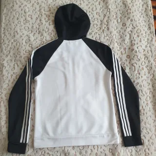 Felpa Adidas con cappuccio bianca e nera