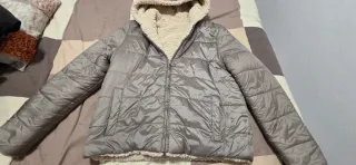 Chaqueta reversible borreguito gris y beige