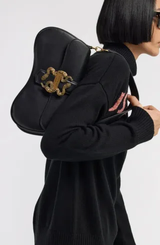 Bolso Just Cavalli Negro Cadena Dorada Serpiente