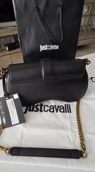 Bolso Just Cavalli Negro Cadena Dorada Serpiente