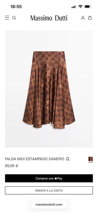 Falda midi estampado damero Massimo Dutti