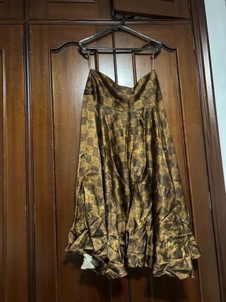 Falda midi estampado damero Massimo Dutti