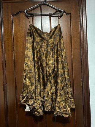 Falda midi estampado damero Massimo Dutti