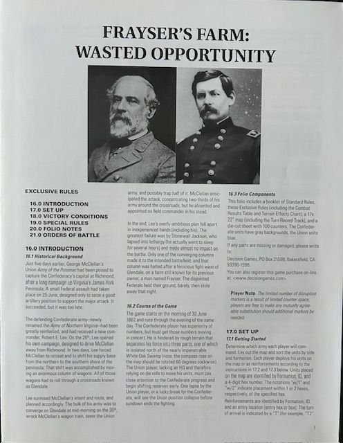 Wargame Frayser's Farm - Wasted Opportunity