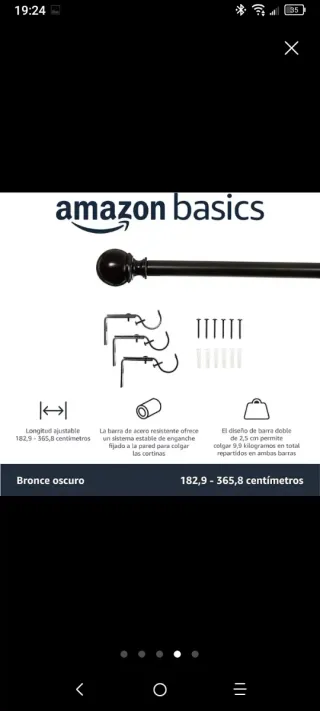 Barra per tende Amazon Basics regolabile