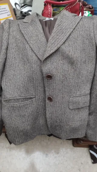 Chaqueta de vestir espiga gris mujer