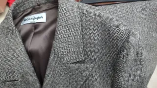 Chaqueta de vestir espiga gris mujer