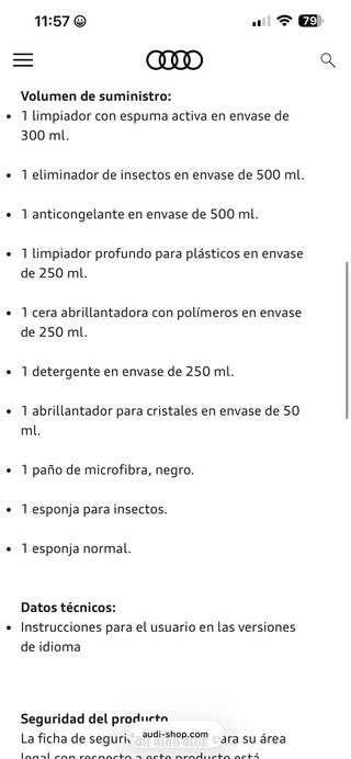 Bolsa Audi Cuidado Invierno