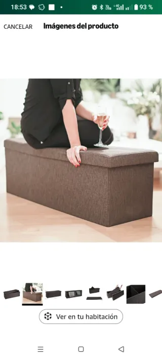 Baúl almacenaje descalzador tela gris