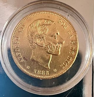 Moneda Oro puro de Alfonso XII 1885