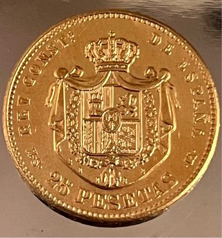 Moneda Oro puro de Alfonso XII 1885