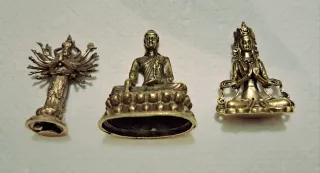 3 Miniature Buddha Bronzo Ottone