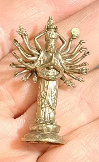 3 Miniature Buddha Bronzo Ottone