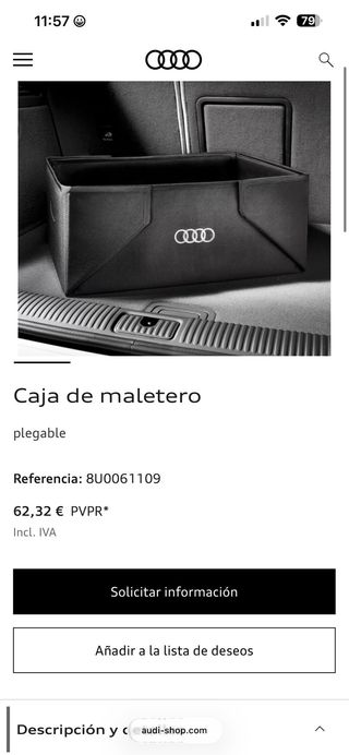 Caja de almacenamiento para maletero Audi
