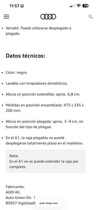 Caja de almacenamiento para maletero Audi