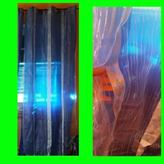 Tende a righe blu e argento