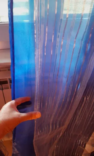 Tende a righe blu e argento