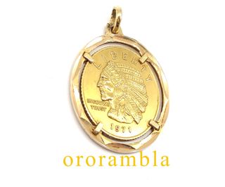 Colgante Moneda Oro 18k