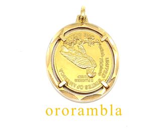 Colgante Moneda Oro 18k