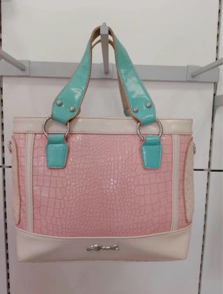 Bolso Piel Sintética Rosa y Turquesa
