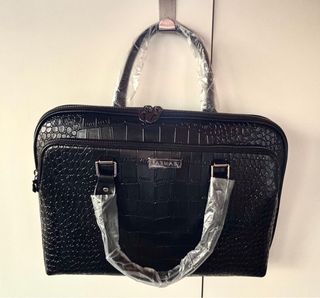Bolso Negro piel efecto cocodrilo