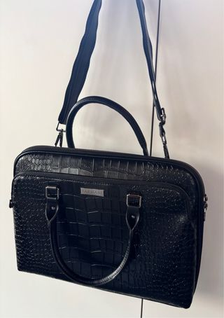 Bolso Negro piel efecto cocodrilo