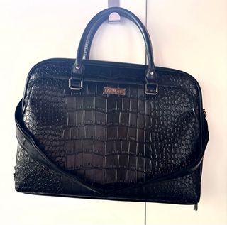 Bolso Negro piel efecto cocodrilo