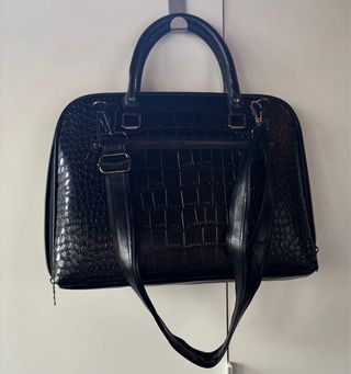 Bolso Negro piel efecto cocodrilo