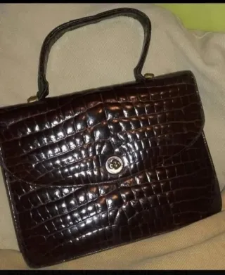 Bolso Piel Cocodrilo Vintage Marrón