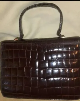 Bolso Piel Cocodrilo Vintage Marrón