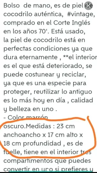 Bolso Piel Cocodrilo Vintage Marrón