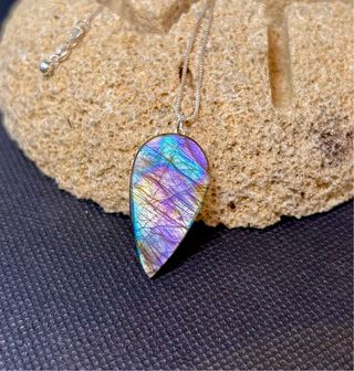Colgante Plata 925 Labradorita Morada Multicolor