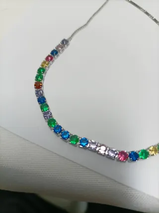 NUEVA,Pulsera Plata 925 Circonitas Multicolor