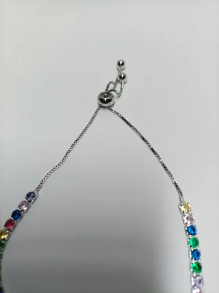 NUEVA,Pulsera Plata 925 Circonitas Multicolor