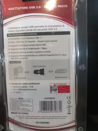 Convertitore USB 2.0 a Seriale RS232 9 Poli Link
