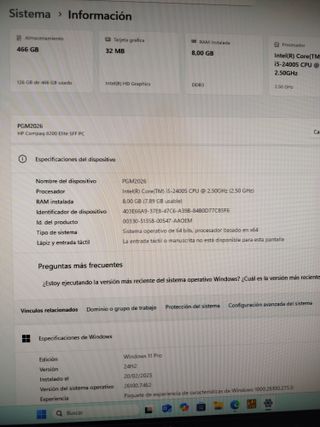 HP 8500 Intel i5 8GB RAM 500GB HDD W11